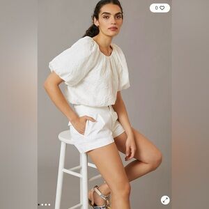 Anthropologie Endless Rose Bubble Top White Small NWT